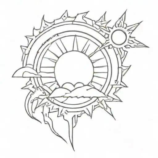 Sun With Lighting Bolt