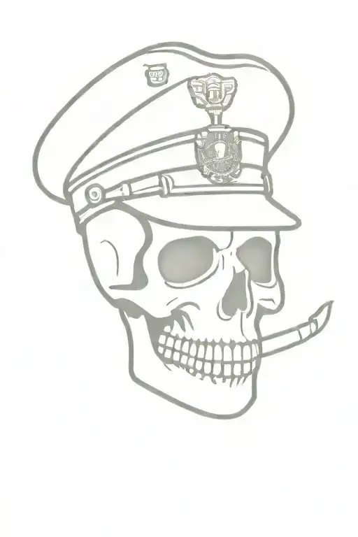 Skull With Officer Cap