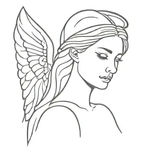 Angel With Lopsided Halo On Her Head