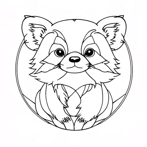 Red Panda And Katta Art Deco