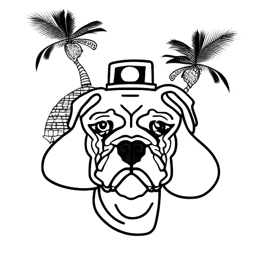 Boxer On Island With Palm Tree