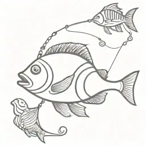 Diver Helmet With Striped Bass And Fishing Pole Intertwined