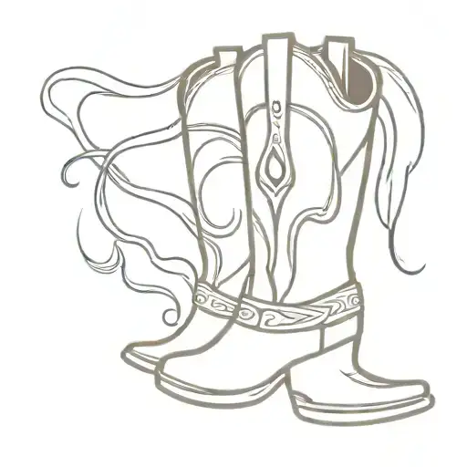 A Minimalist Design Of A Cowboy Boot Filled With Hair Styling Tools