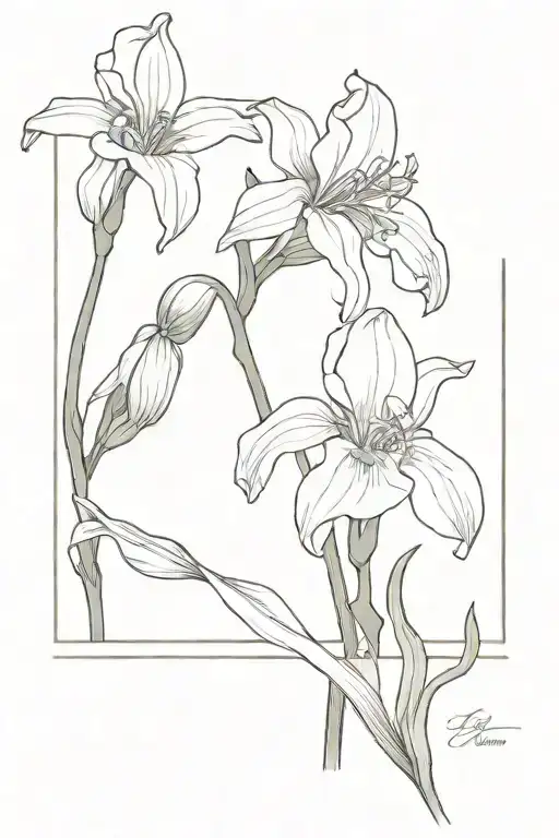 Single Iris And Daffodil Birth Flowers