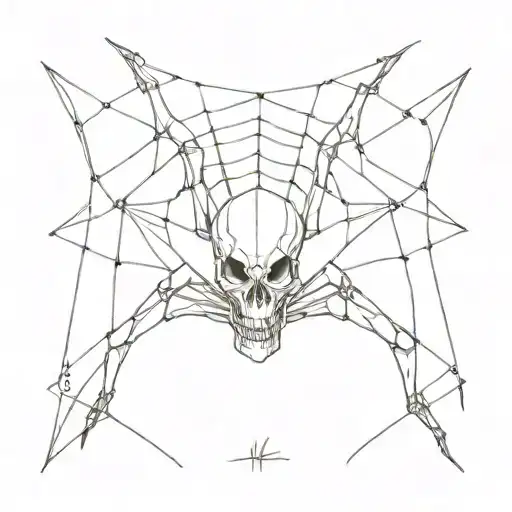 Spider Skull Web Spine Tattoo Design