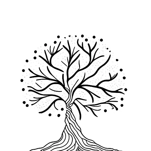 A Whimsical Tree Made Up Of Intricate Floral Patterns And Surrounded By A Sandy Beach