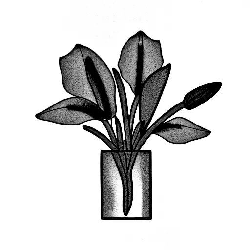 A Thin Lined Minimalist Tattoo Of An Old Style Italian Vase With Lavender And Lilys