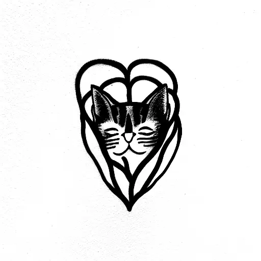 Cat Inside Heart