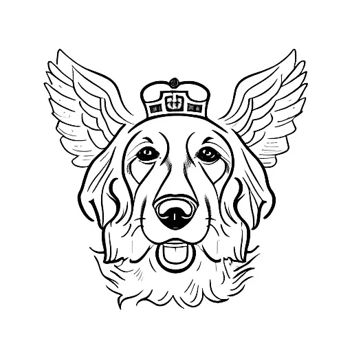 A Minimalist Tattoo Of A Golden Retriever With The Italian Flag As Its Background