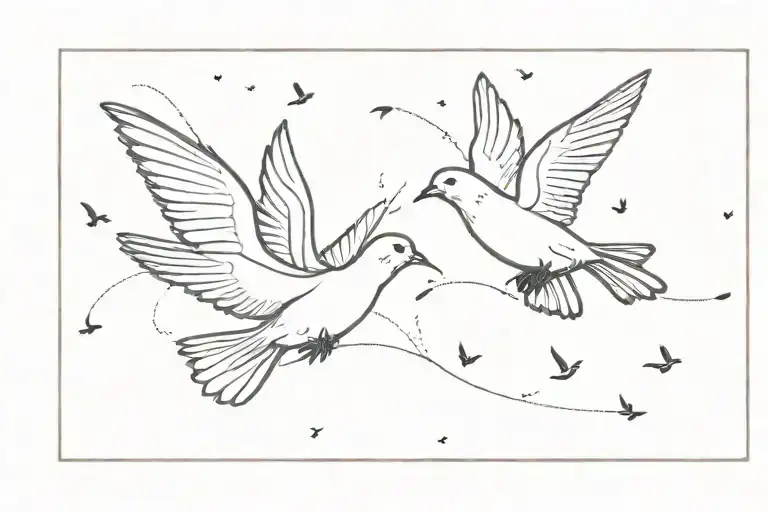 5 Fine Line Turtle Doves Fly Away