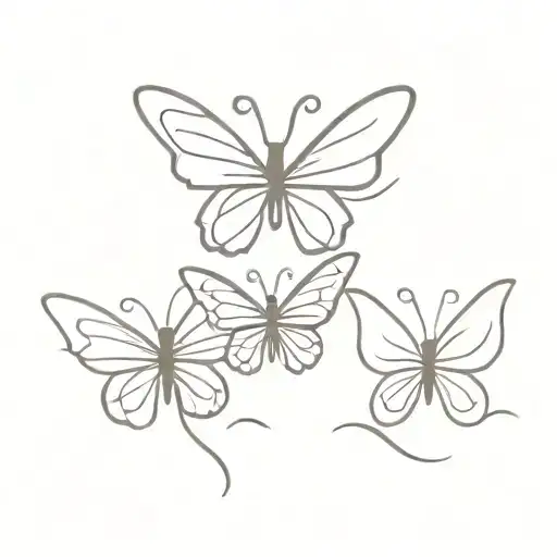 Mom And 2 Daughters Buterfly Matching