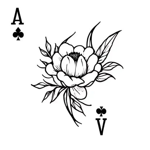 Ace Card With Flower Intertwined