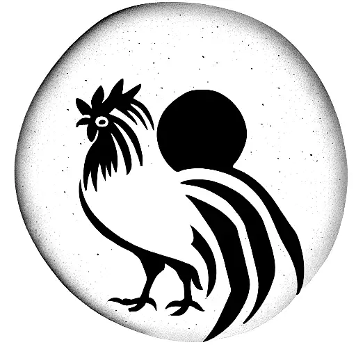Rooster Under Moon
