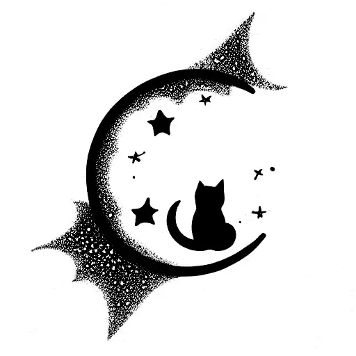 Cat Moon Stars Celestial