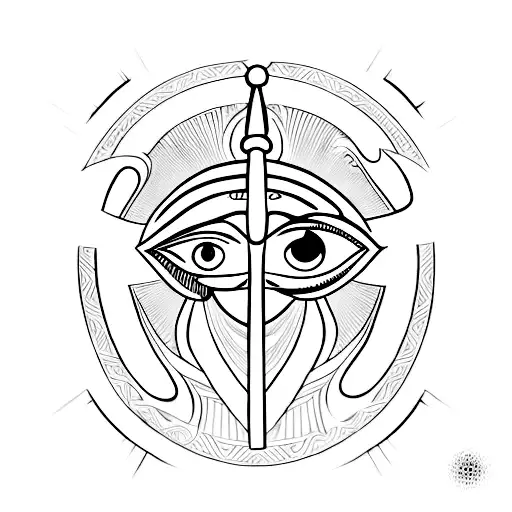 Ankh With Eye Of Ra And Eye Of Horus