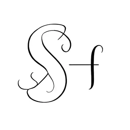 Abstract Two Daughters One Mother Using Letters S And F Minimalistic Thin Lines