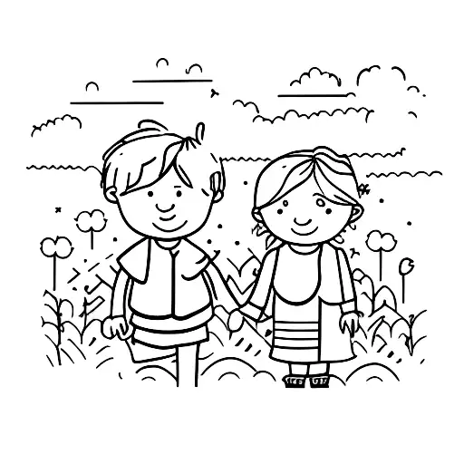 Children Boy And Girl Holding Hands