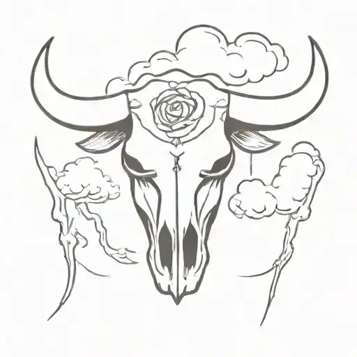 Cloud And Bull Skull