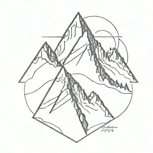 Line Drawing Pyramid Mountain In Jasper Canada