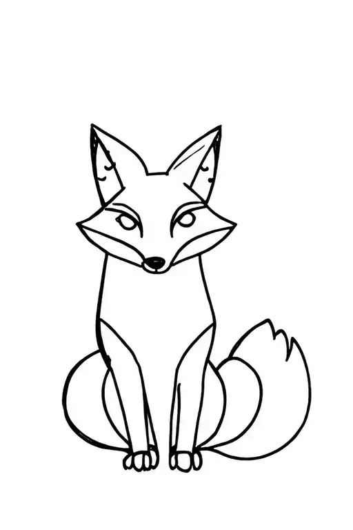 Doodle Art Tattoo Fox Sitting