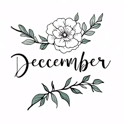 Simple December Birth Month Flower And Name Roman