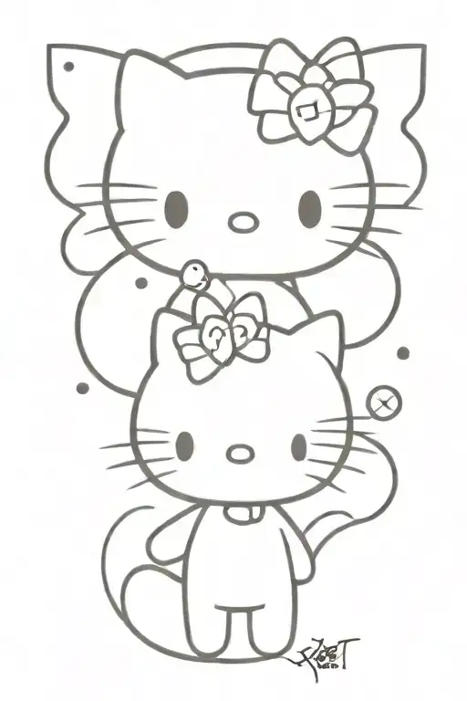 Semicolon Tatoo With Kuromi Hello Kitty Involved For 3 People