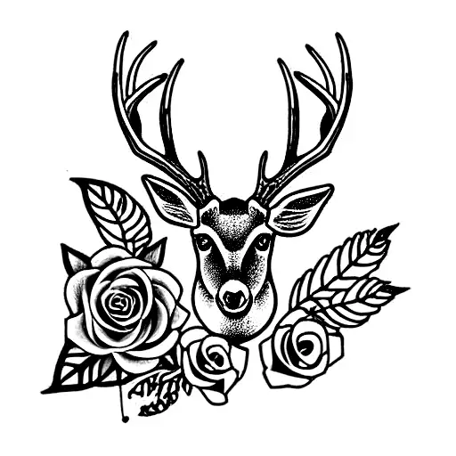 Deer Antler With Roses