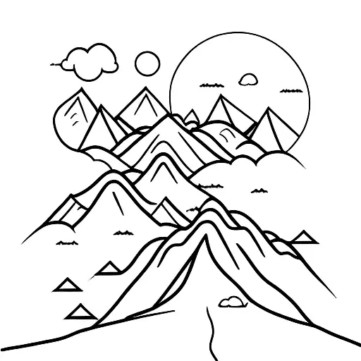 A Trail Winding Through A Mountain Range At Sunset