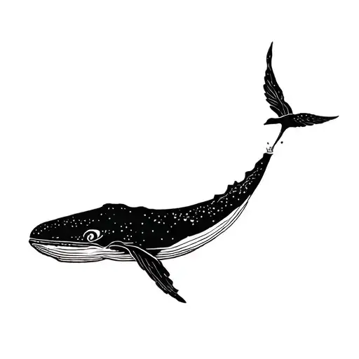 Whale And Straw Tail Bird Soaring