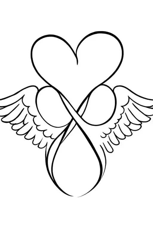 Infinity Tatto Making Four Hearts And Small Angel Wings In The First Heart