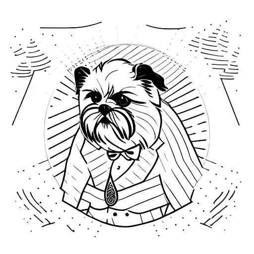 Shi Tzu Wearing A Suit And A Banjo Underneath As A Portrait