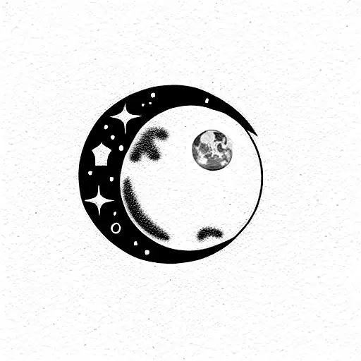 Technology Themed Tattoo With Moon