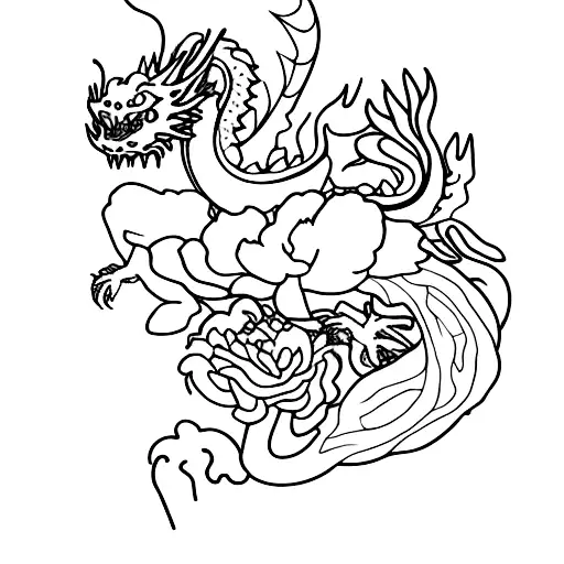 Peonies With Dragon
