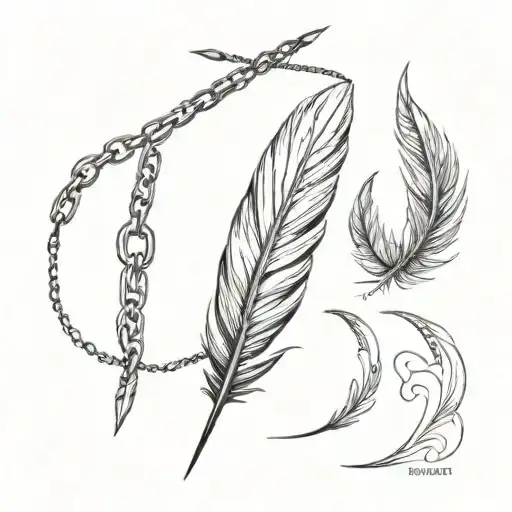 Chain Around Forearm With Black Feathers