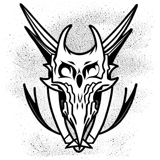 Cute Dragon Skull Linework Anime