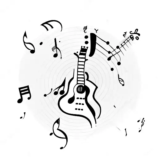Guitar With Music Notes