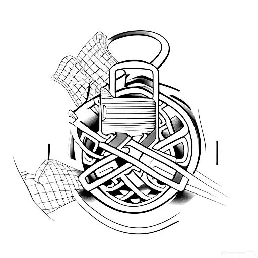 A Minimalist Tattoo Of A Car Key Intertwined With A Dollar Bill