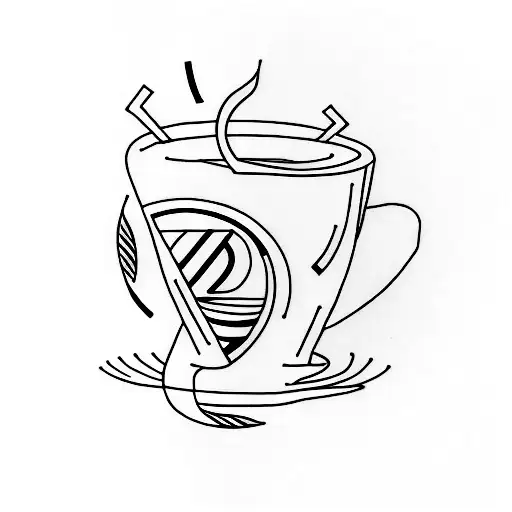 A Minimalist Tattoo Of A Coffee Cup With A Psychology Symbol Incorporated Into The Design
