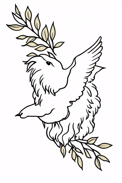 Lion Lamb Dove Olive Branches