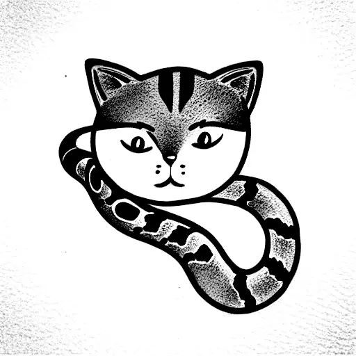 Cute Cat With Snake