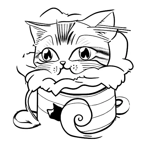 A Cute Anime-inspired Cat Curled Up In A Warm Bed