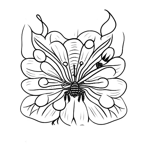 Opposum With Spider Lillies