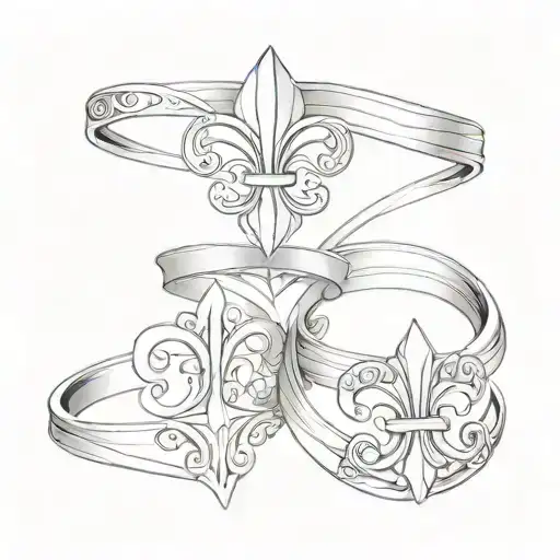 Fleur De Lis Wedding Rings Intertwined
