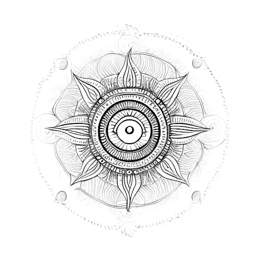 Mandala Crown Chakra With Sun In The Centre