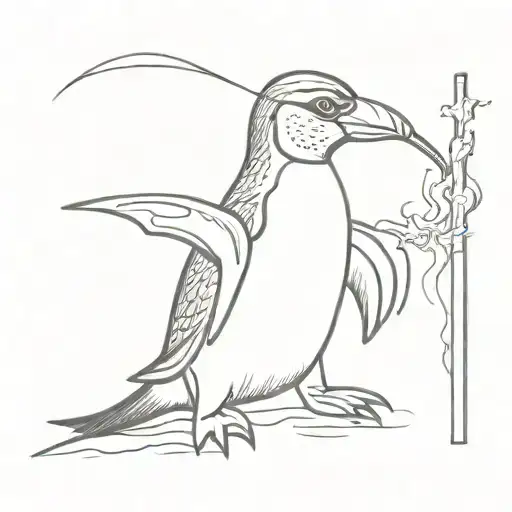 Yellow Eyed Penguin Skiing While Smoking A Cigarette