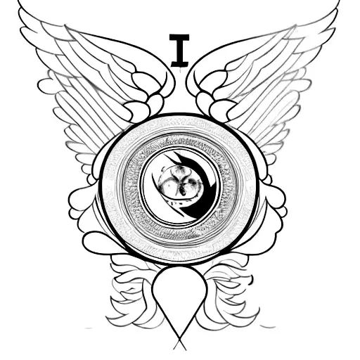 Hourglass In The Center Of Eagle Wings Encompassed In A Holy Circle