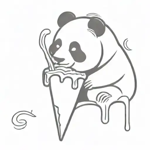 Panda Eating Ice Cream Cone Melting