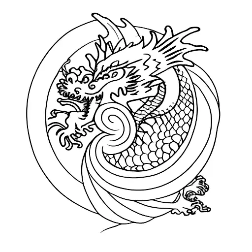 Dragon Haku And Sakura Flowers In A Serene Setting