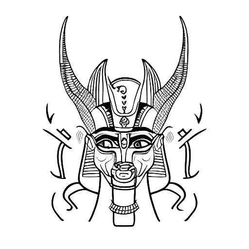 Egypt God Angry Anubis On Sleeve's Tipe Tattoo Black