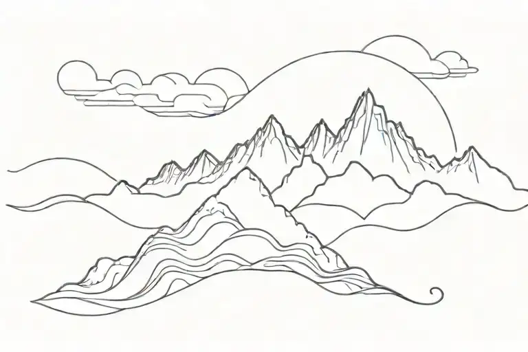 One Line Wave To Mountain Peak